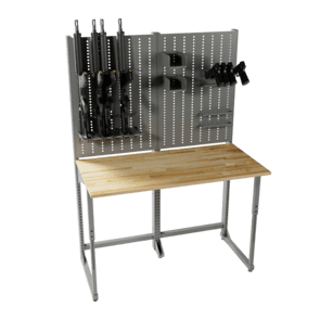 Gunsmith workbench with adjustable features to hold guns and tools