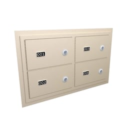 Wall mounted gun locker with four compartments