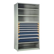 industrial shelving with drawers